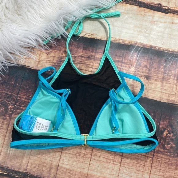 RELISTED Catalina Mesh Teal Blue Bikini Top - Picture 3 of 8